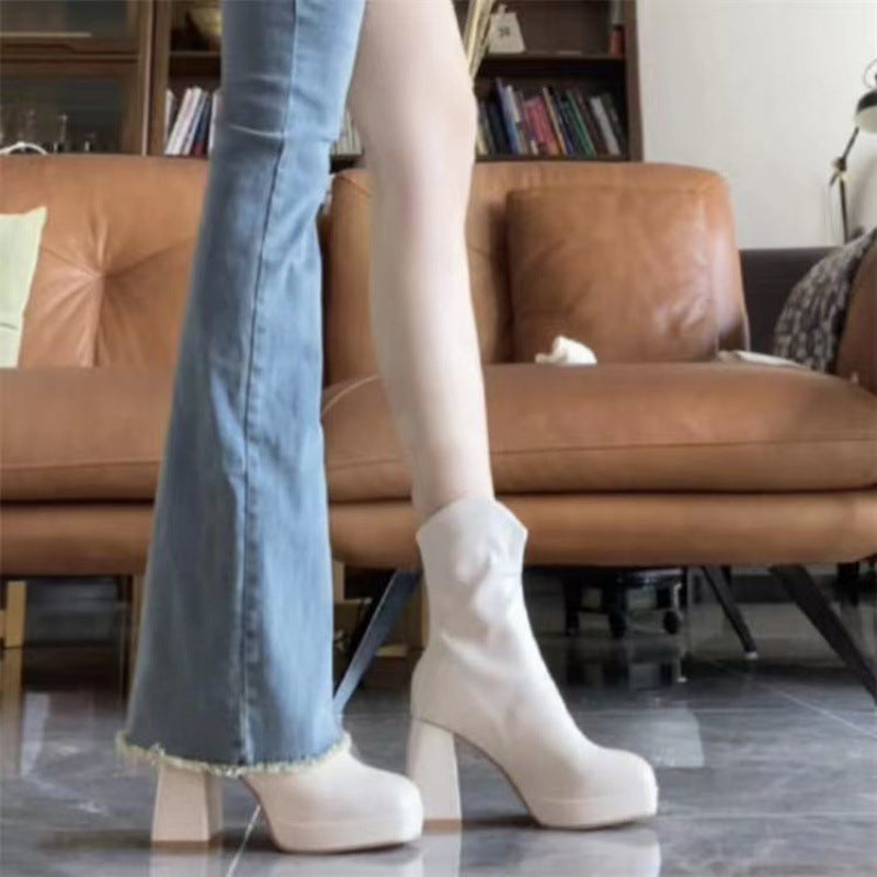 Square-Toe Block Heel Ankle Boots