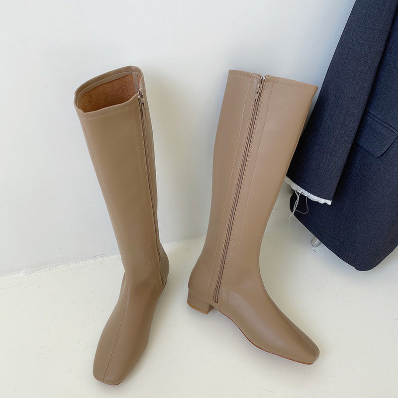 Chic Knee-High Boots with Minimal Heel
