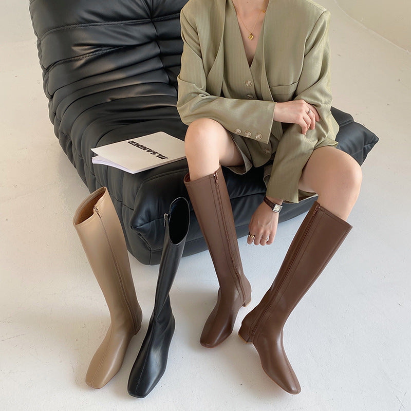 Chic Knee-High Boots with Minimal Heel
