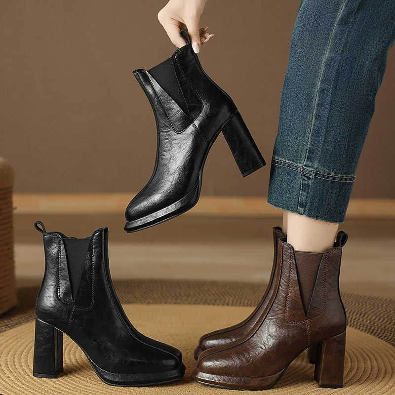 Block Heel Chelsea Ankle Boots