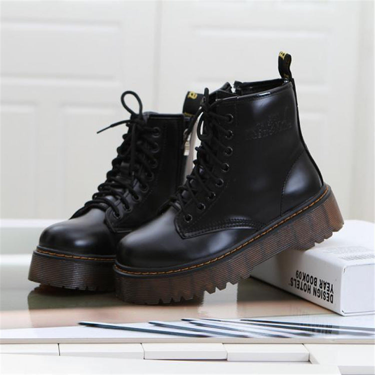 Chunky Combat Boots with Platform Sole