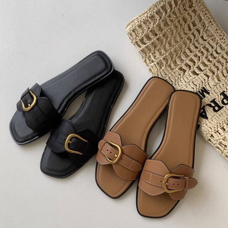 Buckle Strap Flat Sandals