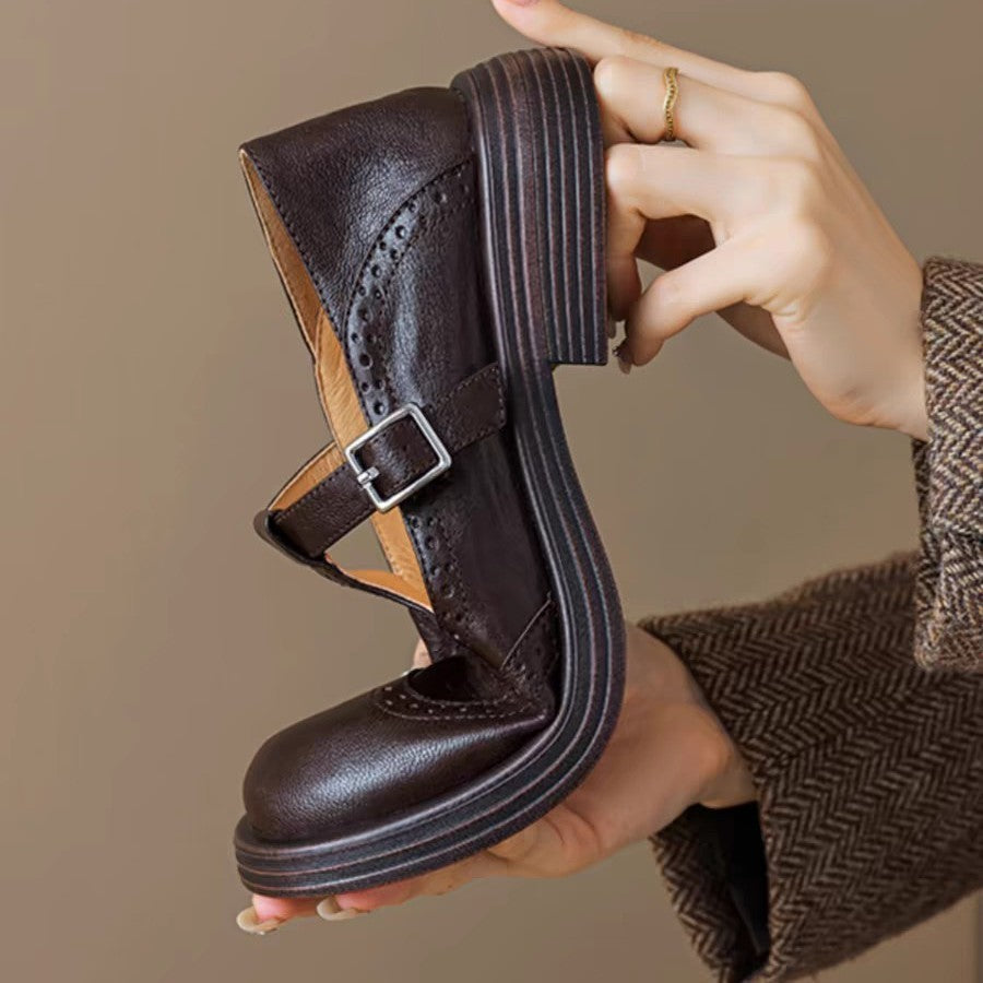 Vintage T-Bar Brogue Flats