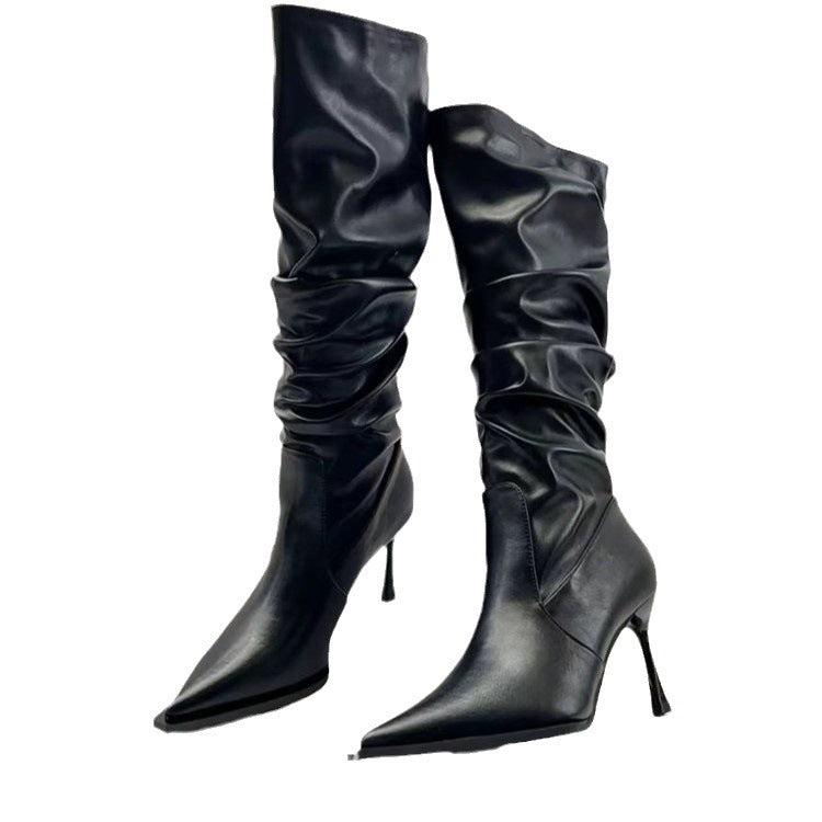Slouchy Stiletto Knee-High Boots