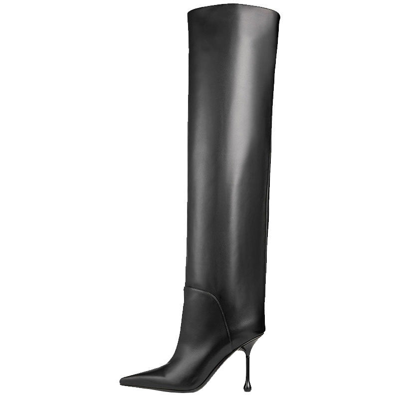 Pointed-Toe Stiletto Knee-High Boots