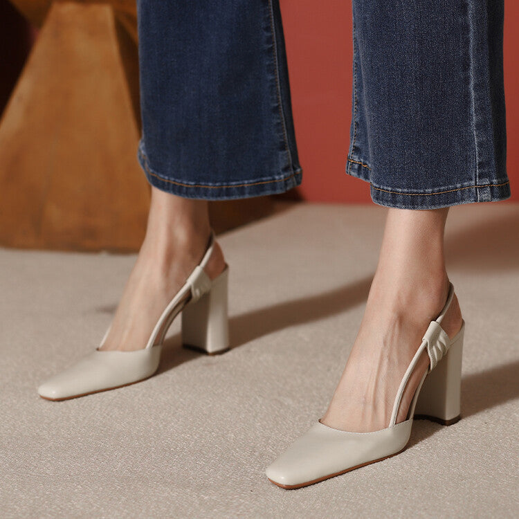 Block-Heel Slingback Pumps