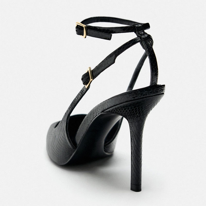Textured Slingback Stiletto Heels
