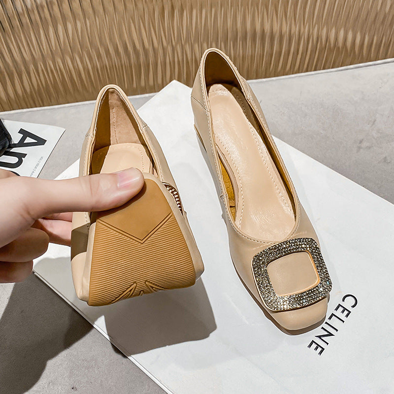Square Buckle Mid-Heel Pumps