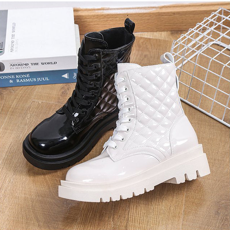 Quilted Lace-Up Combat Boots