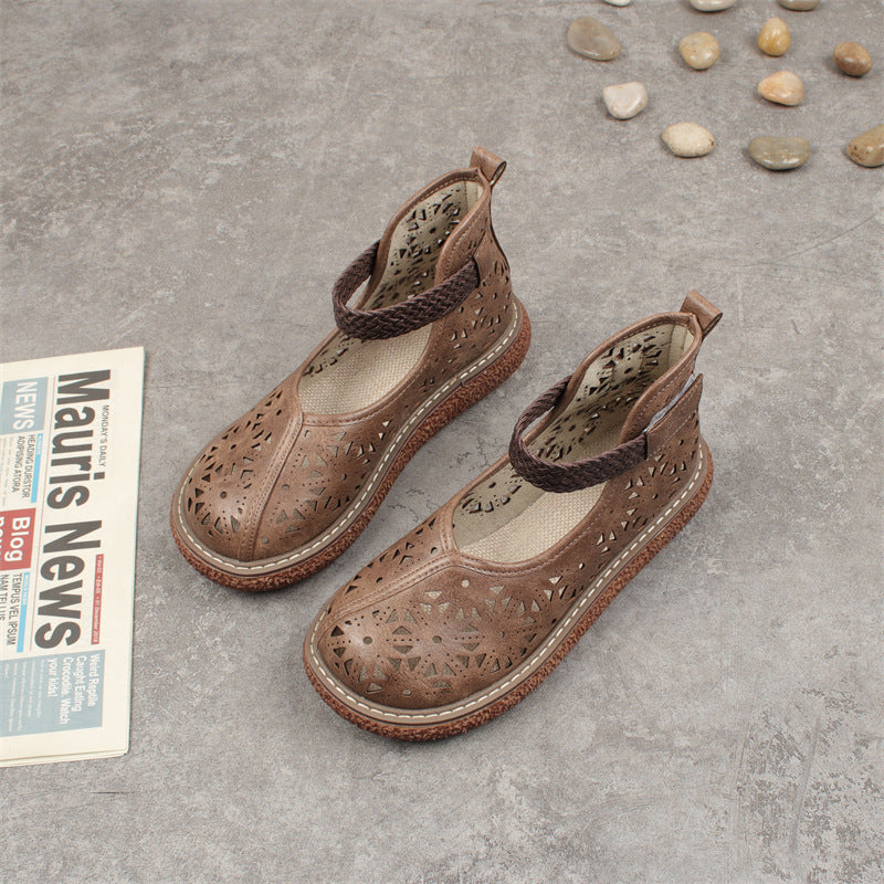 Vintage Cutout Leather Flats