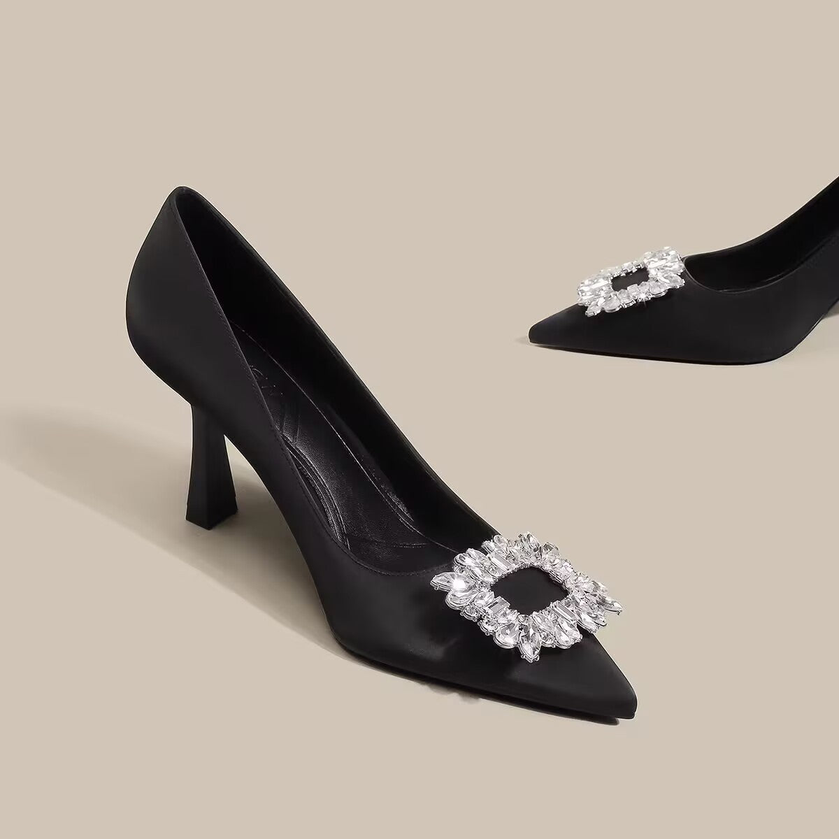 Crystal-Embellished Pointed-Toe Heels