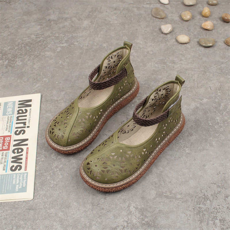 Vintage Cutout Leather Flats
