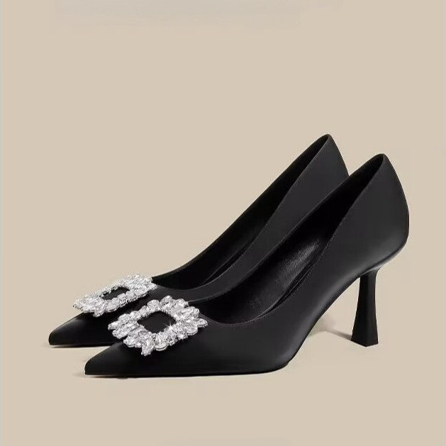 Crystal-Embellished Pointed-Toe Heels