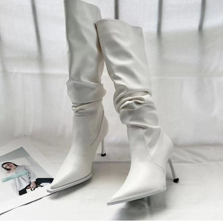 Slouchy Stiletto Knee-High Boots