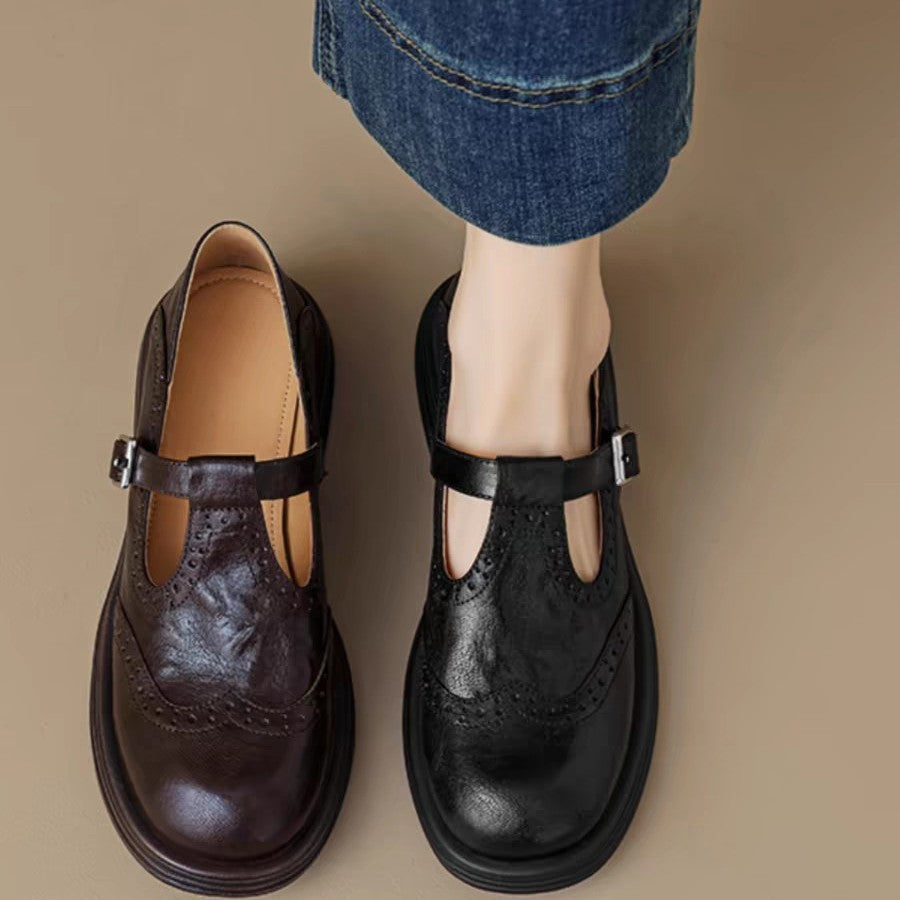 Vintage T-Bar Brogue Flats