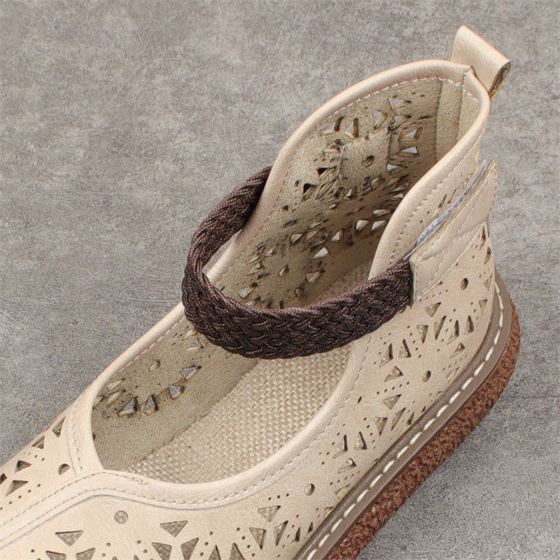 Vintage Cutout Leather Flats