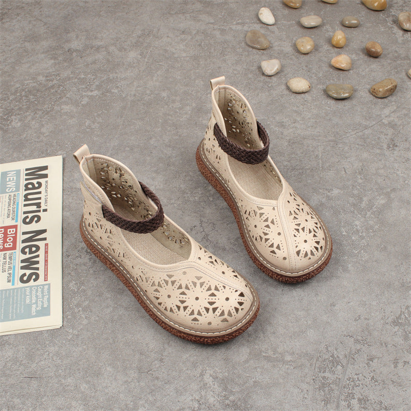 Vintage Cutout Leather Flats