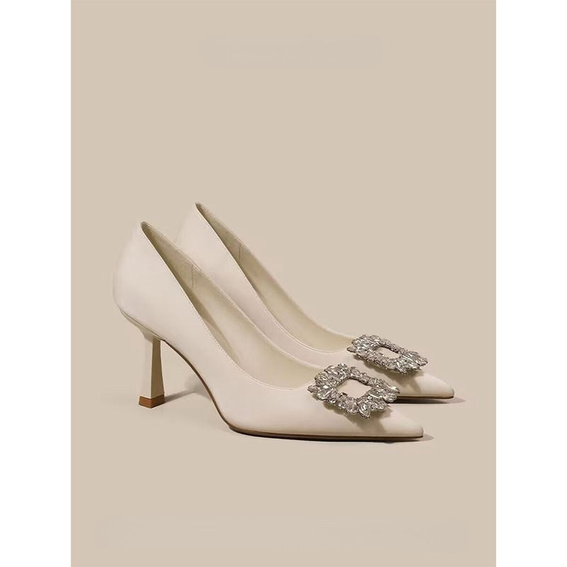 Crystal-Embellished Pointed-Toe Heels