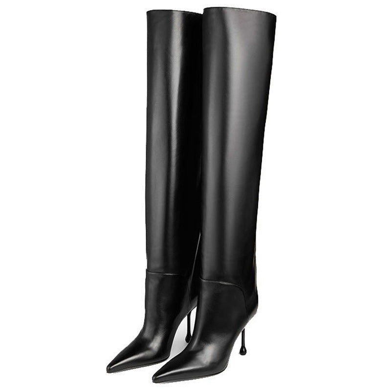 Pointed-Toe Stiletto Knee-High Boots
