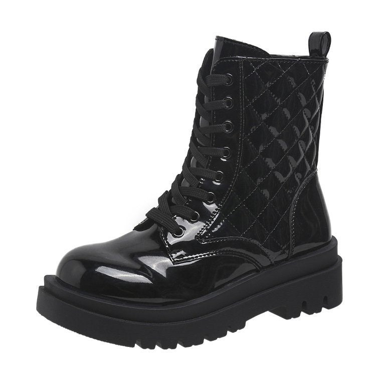 Quilted Lace-Up Combat Boots