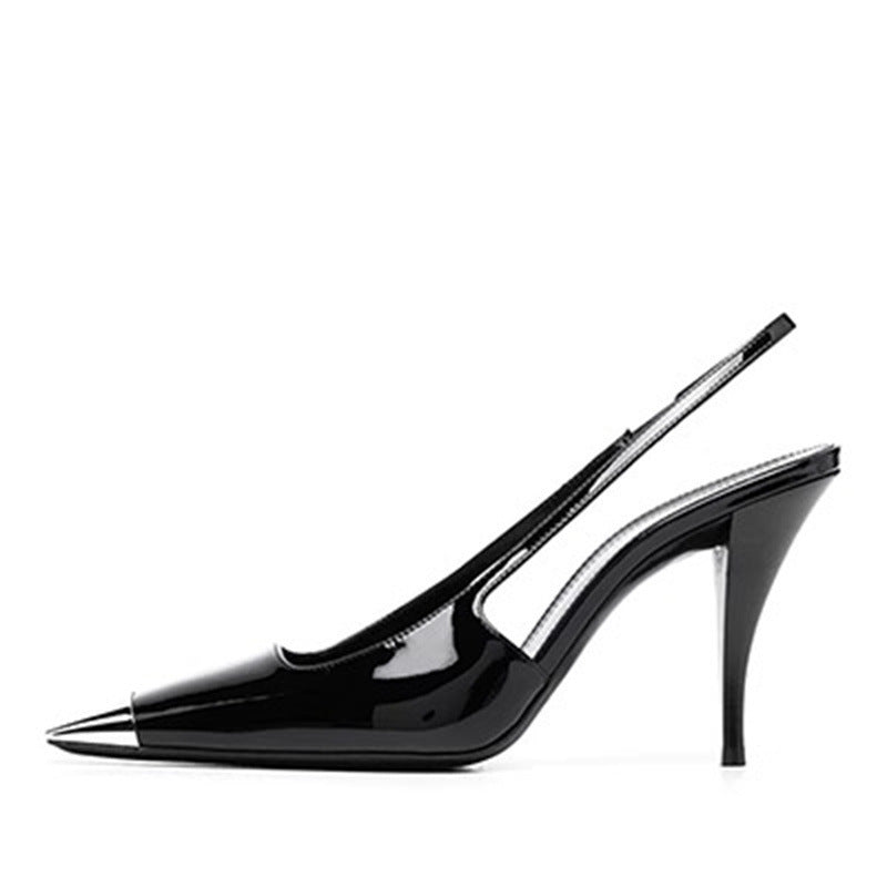 Metallic Cap-Toe Slingback Pumps