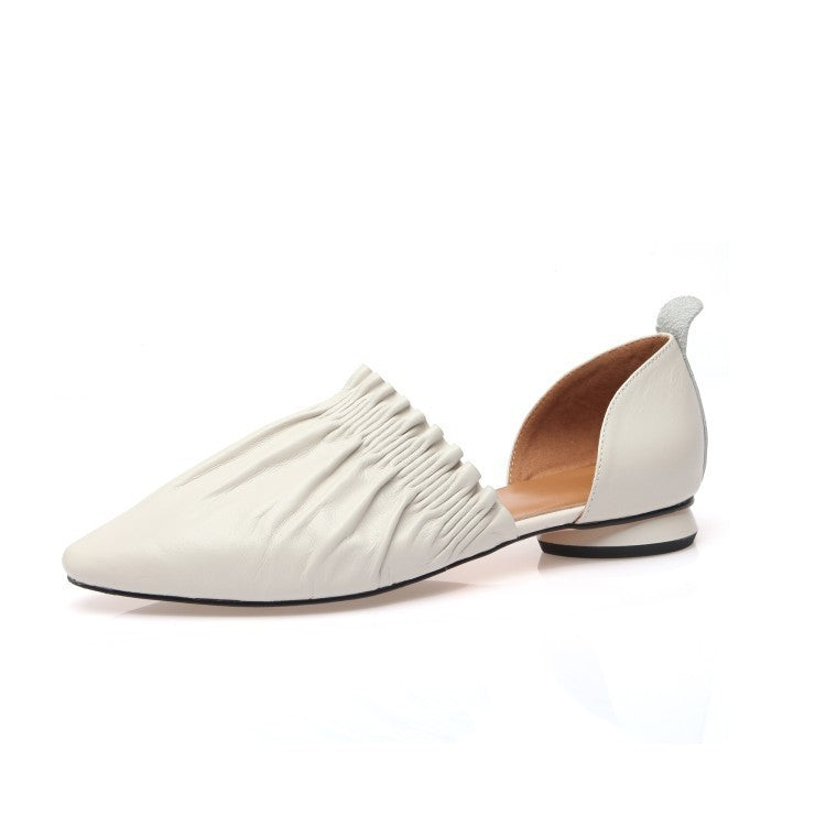 Ruched Pointed-Toe Slingback Flats