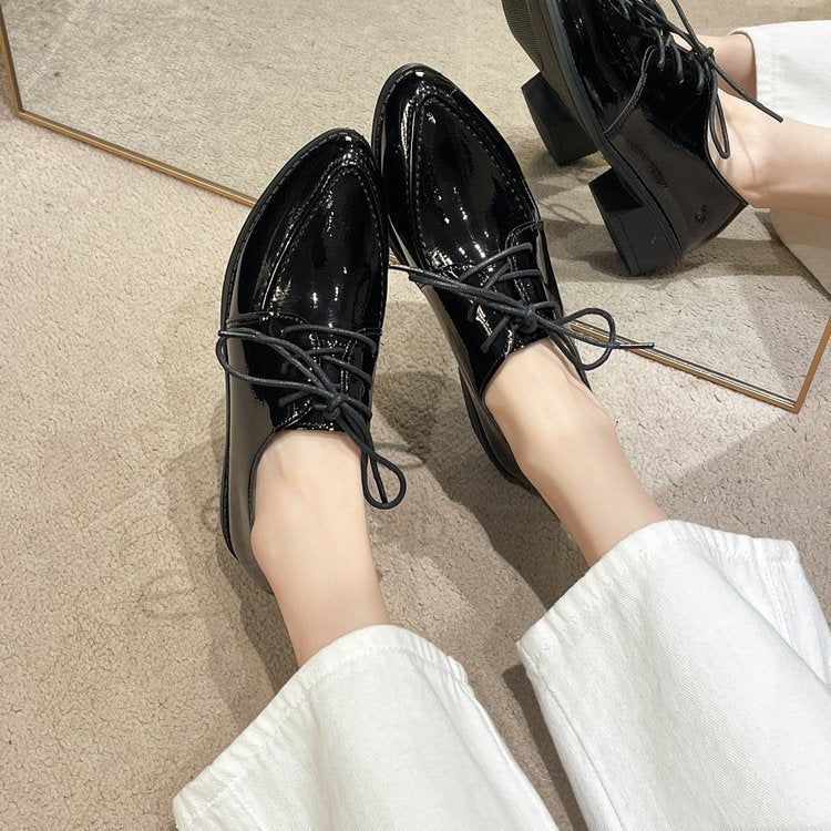 Pointed Lace-Up Oxford Shoes β Black Editions