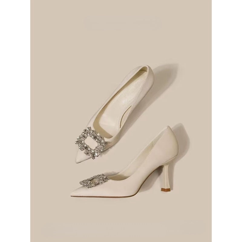 Crystal-Embellished Pointed-Toe Heels