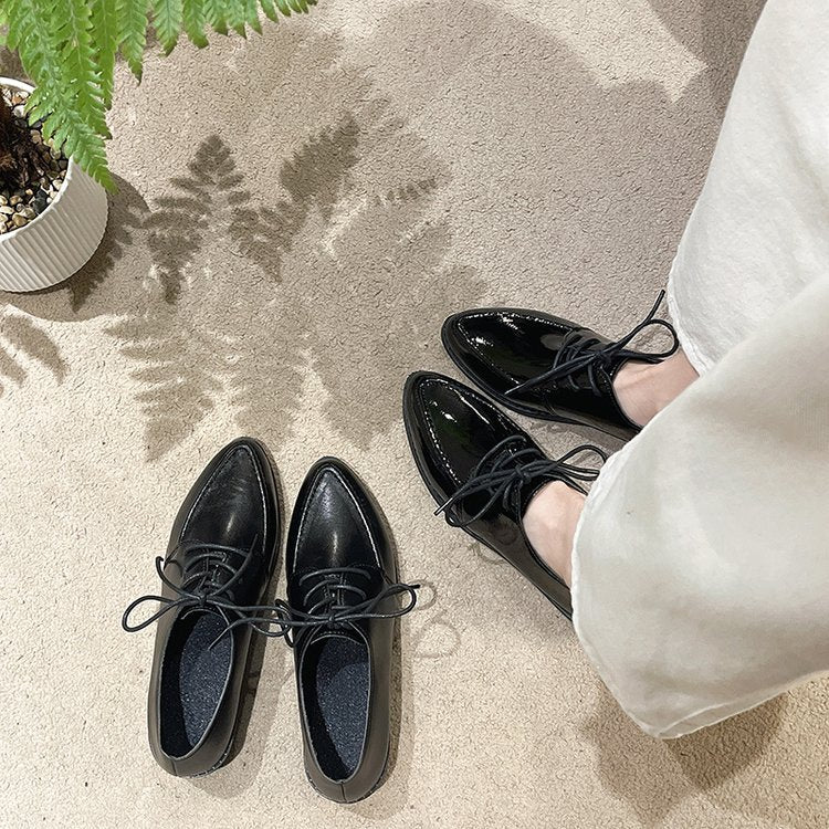 Pointed Lace-Up Oxford Shoes β Black Editions
