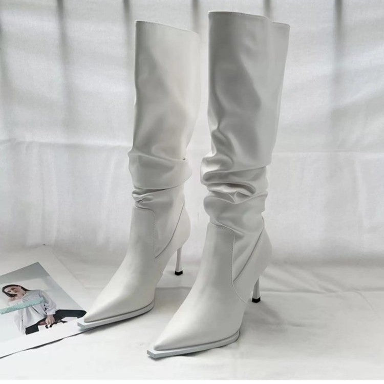 Slouchy Stiletto Knee-High Boots