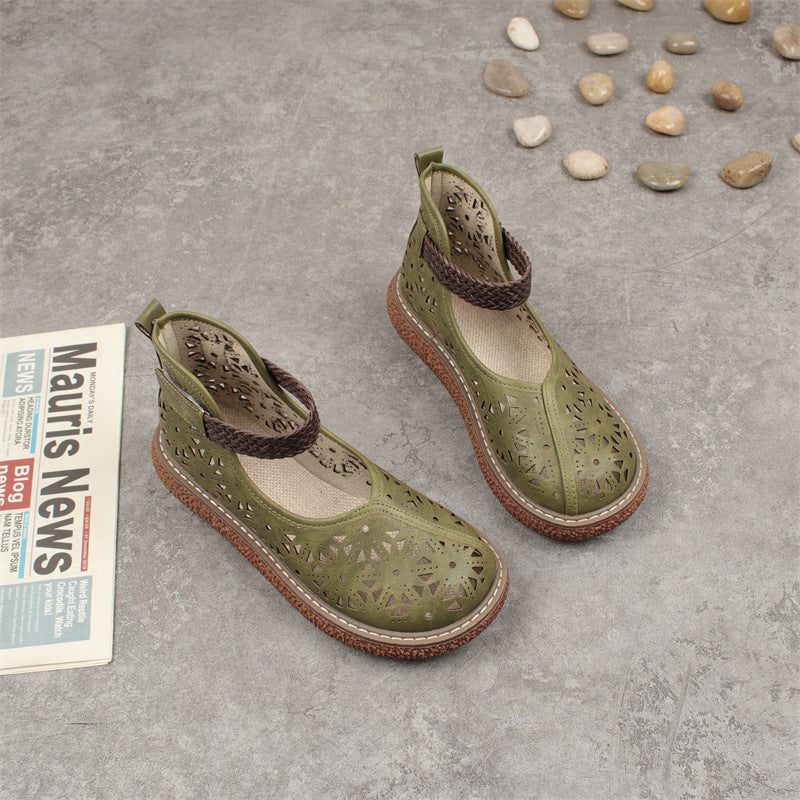 Vintage Cutout Leather Flats