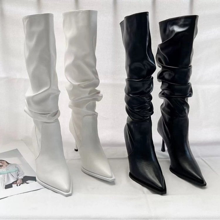Slouchy Stiletto Knee-High Boots