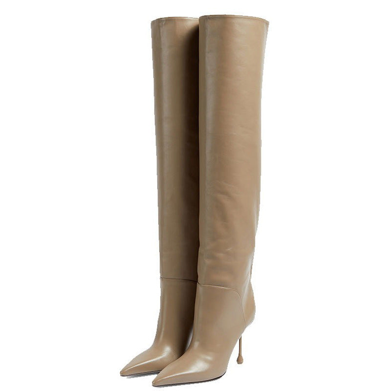 Pointed-Toe Stiletto Knee-High Boots