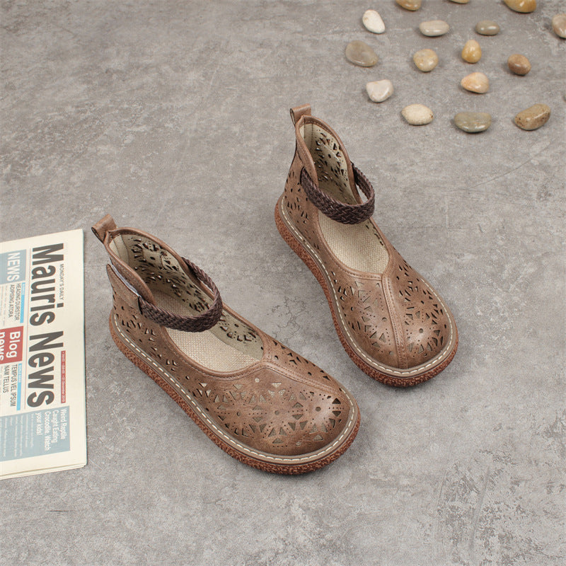 Vintage Cutout Leather Flats