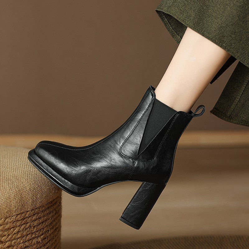 Block Heel Chelsea Ankle Boots