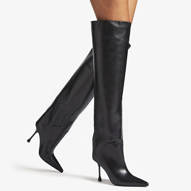 Pointed-Toe Stiletto Knee-High Boots