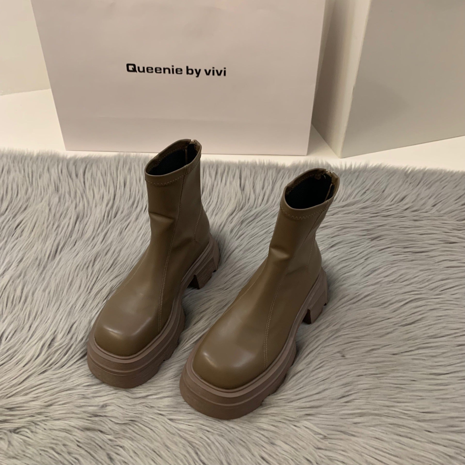 Chunky Platform Ankle Boots β Black & Brown