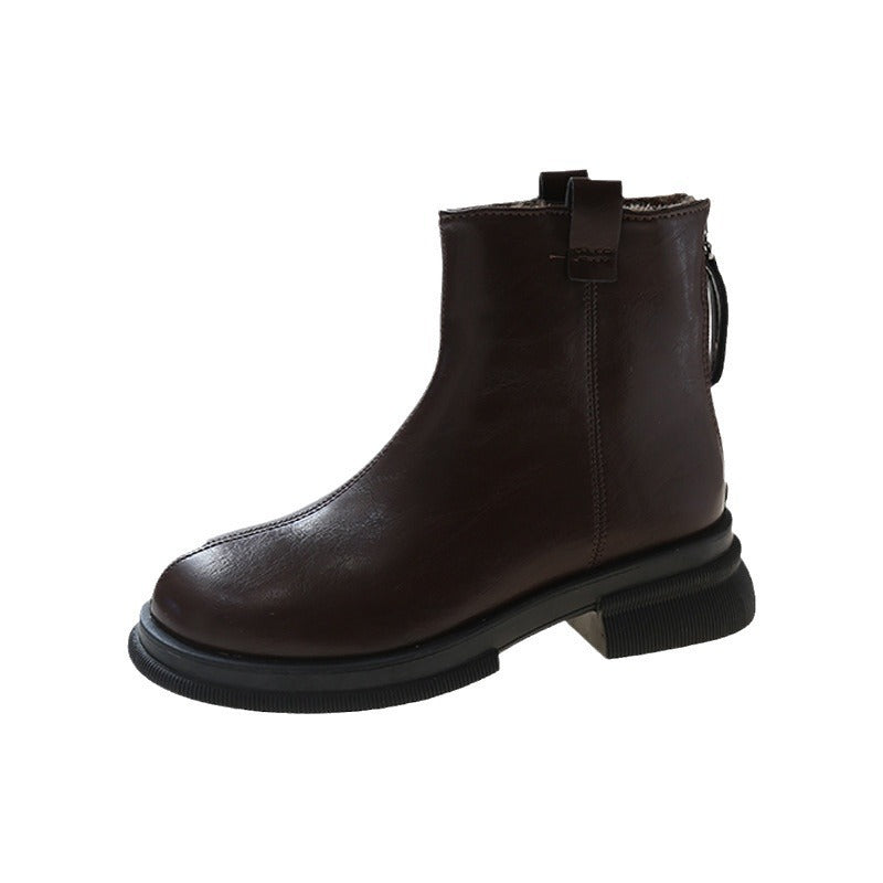 Fur-Lined Ankle Boots – Black & Brown