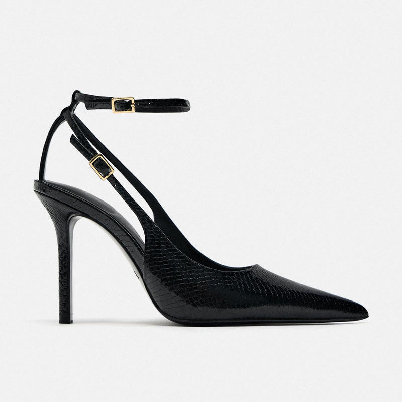 Textured Slingback Stiletto Heels