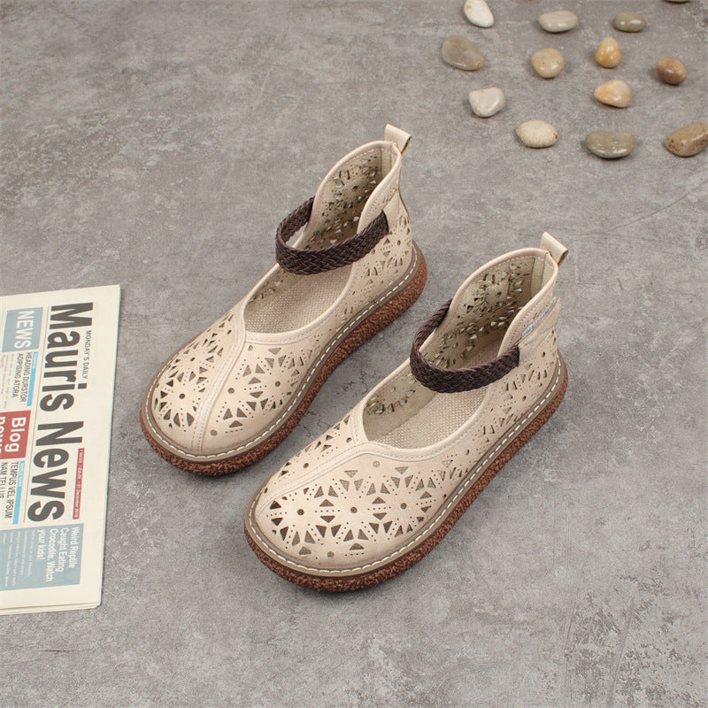 Vintage Cutout Leather Flats