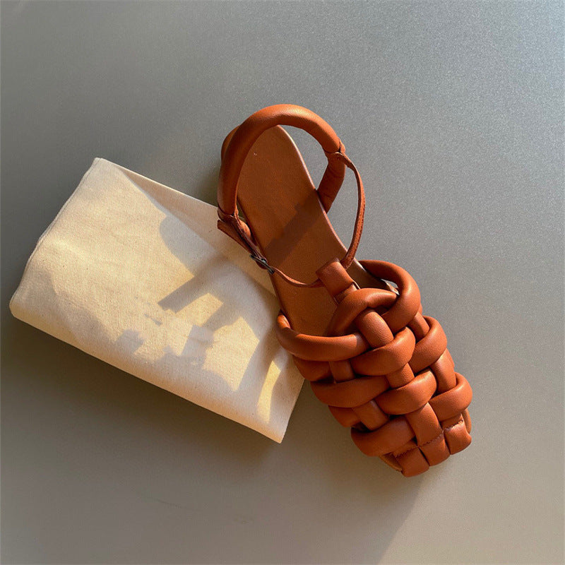 Chunky Braided Leather Sandals