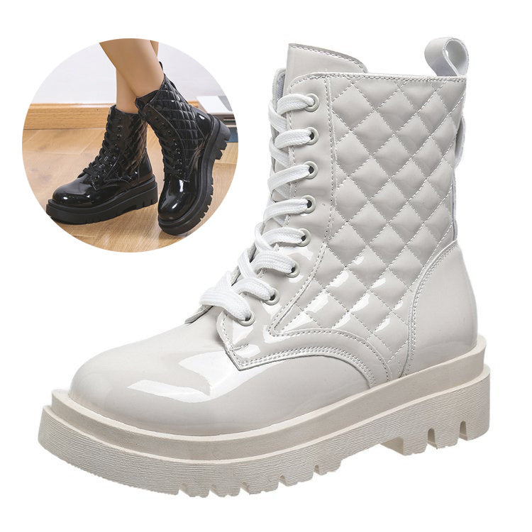 Quilted Lace-Up Combat Boots