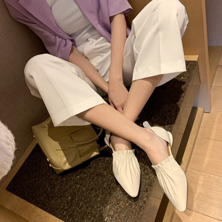 Ruched Pointed-Toe Slingback Flats