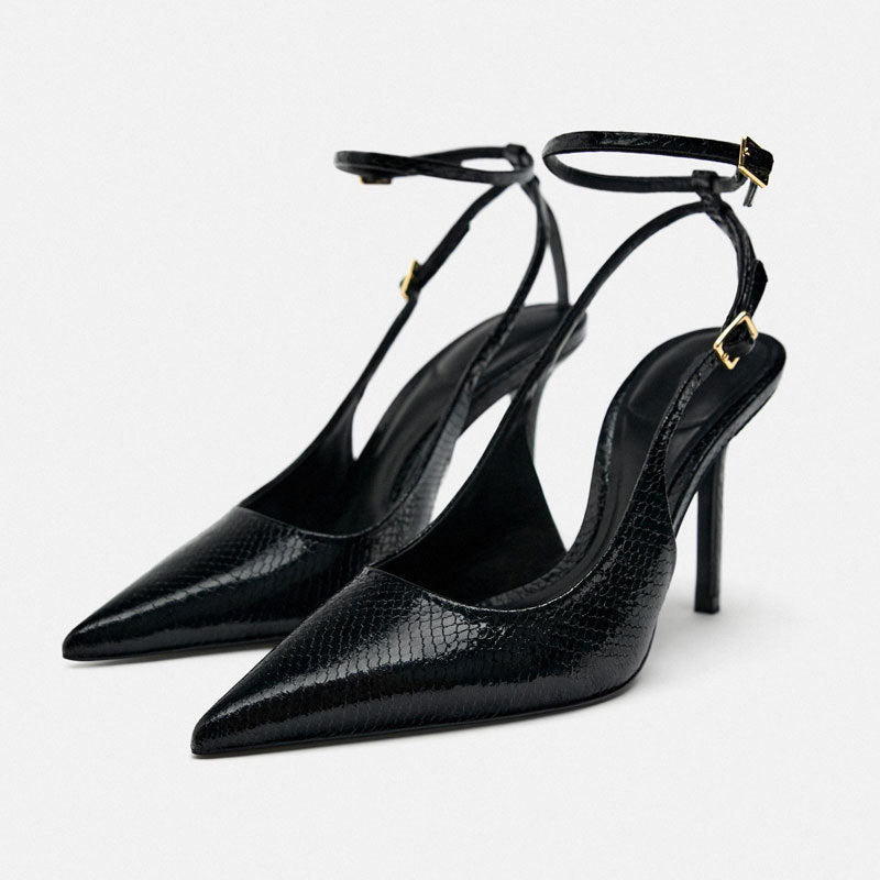 Textured Slingback Stiletto Heels