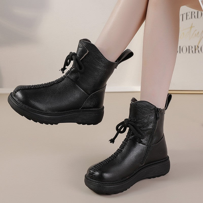 Premium Winter Cowhide Fur Boots
