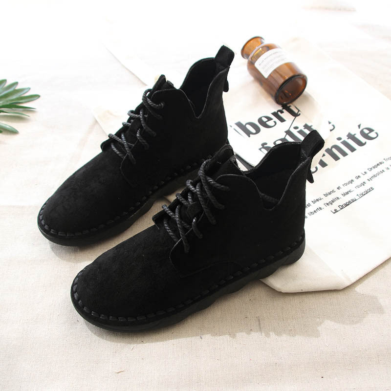 Suede Lace-Up Boots – Black, Brown, Khaki & Beige