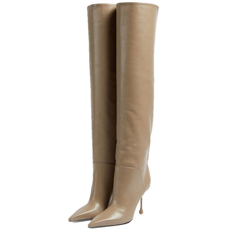 Pointed-Toe Stiletto Knee-High Boots