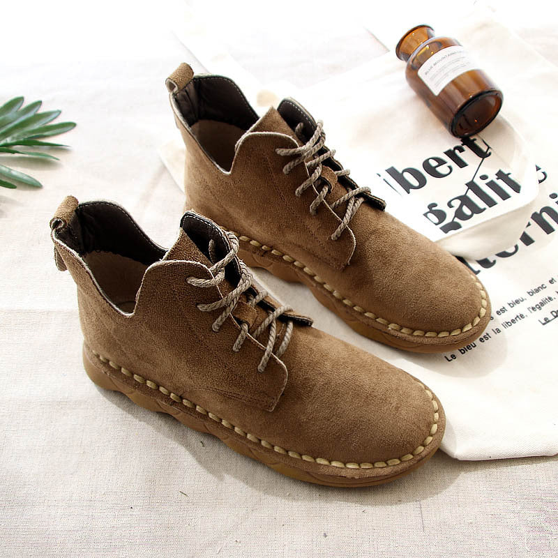 Suede Lace-Up Boots – Black, Brown, Khaki & Beige