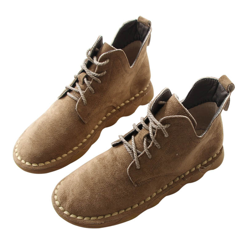Suede Lace-Up Boots – Black, Brown, Khaki & Beige