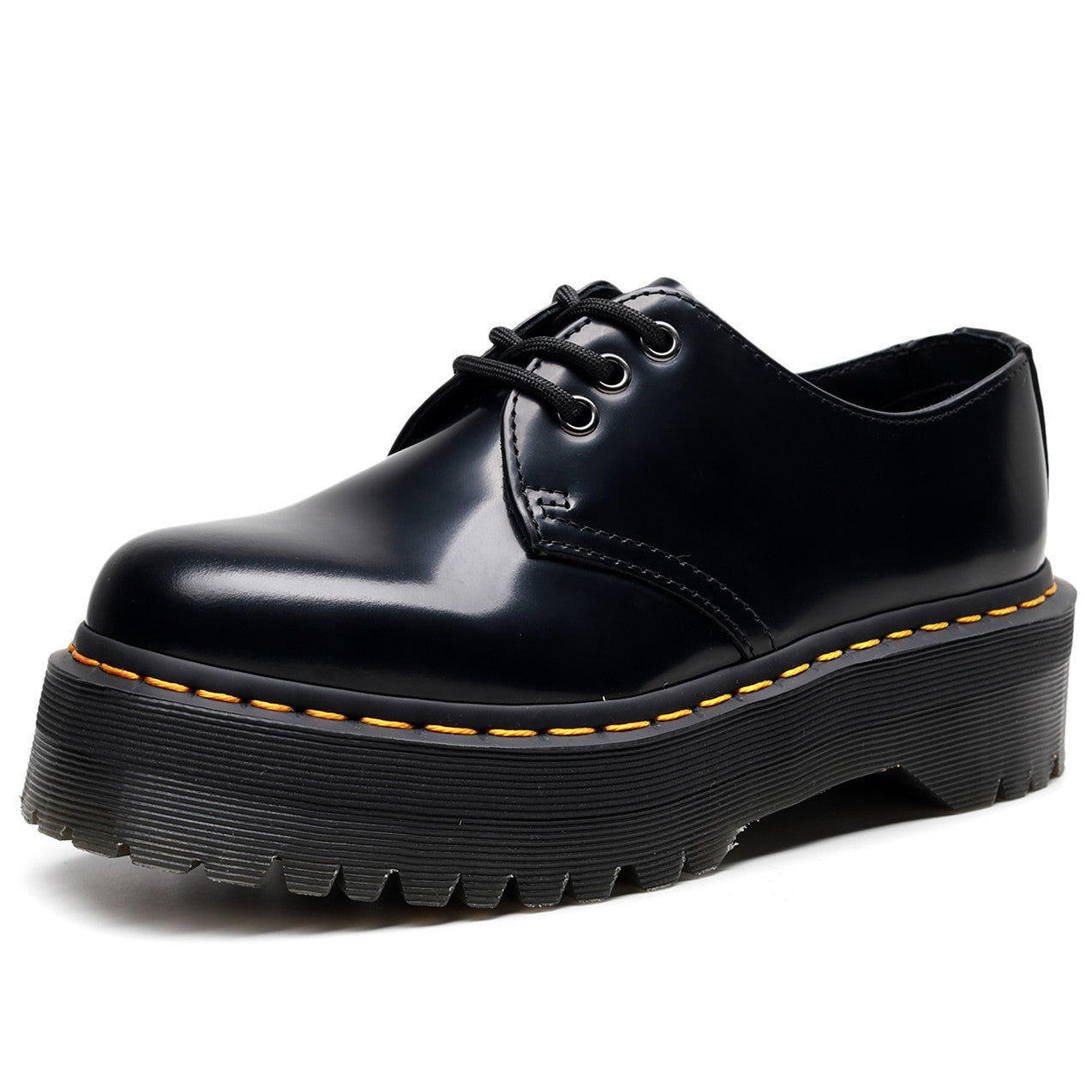Leather Platform Lace-Up Shoes